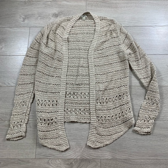Lucky Brand Crochet Cream Sweater Cardigan - Picture 2 of 8
